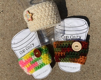 Cup cozies, cup sleeves, handmade crochet