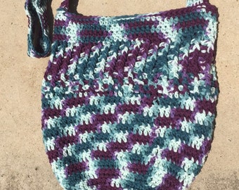 Medium purple variegated Market bag / Shopping bag, 100% Cotton, handmade crochet