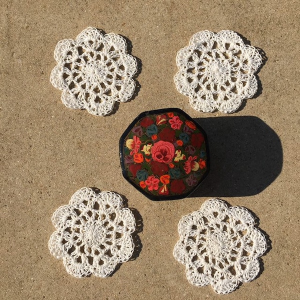 Coasters, doilies, Creme or white, handmade crochet