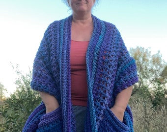 Made to order! Pocket shawl, extra large,  handmade crochet