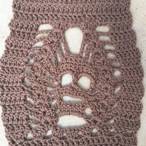 Large skull scarf / shawl, brown, handmade crochet