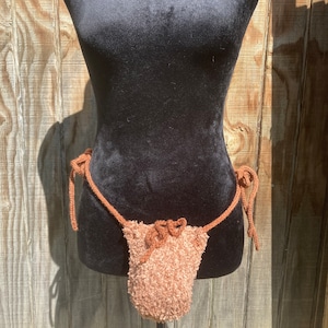 Thong style Willie warmer pouch, soft fuzzy chenille yarn, handmade, custom sizes available, check item detais