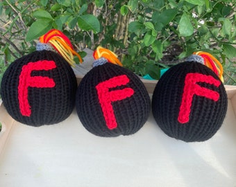 F-Bomb, handmade, knit & crochet, stuffed