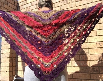 Virus shawl, large, lightweight Merino wool, handmade crochet