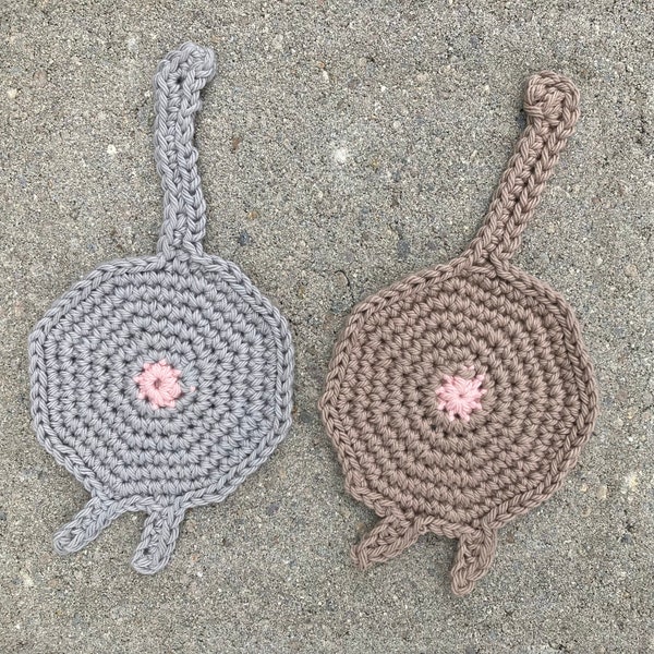 Coaster cat butts, cotton yarn, finished product, handmade crochet