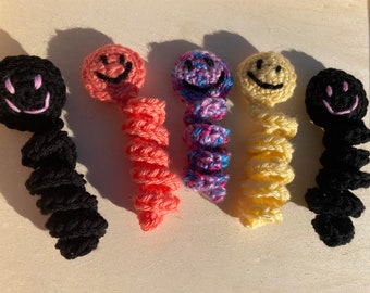 Worry worm buddy, anxiety pet, fiddle toy, Amigurumi ~5”, handmade crochet