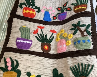 Plant shelf Afghan, Colorful handmade crochet - Made to order, see Item details!