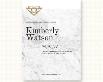 Marble Baby Shower Invitation, Classy Chic baby invitation, Trendy Baby Shower Invite, Marble invite