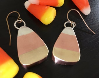 Mixed Metal Candy Corn Earrings