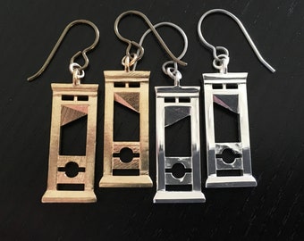 Guillotine Earrings - Brass or Silver