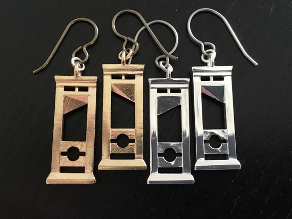 Guillotine Earrings Brass or Silver Etsy Australia