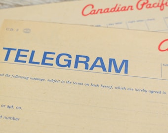 Antique Railroad Telegram Vintage Canadian Pacific Train Railway RR Invitation Gift Ephemera Paper 1950s Junk Journal