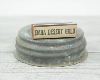 Vintage Rubber Stamp EMBA Desert Gold Mink Wood Handle 1960s Furrier Fur Office Supplies Business Handstamp