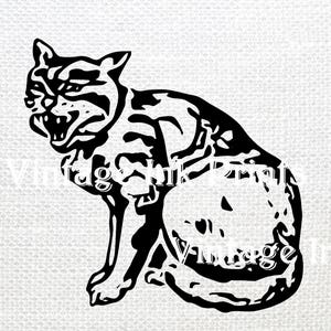 Halloween Cat Clip Art .png .jpg Illustration Digital Black Hissing Graphic Vintage Printable INSTANT DOWNLOAD