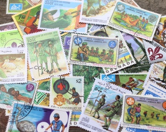 15 x Vintage Boy Scouts Postage Stamps BSA | Around the World | All Different | Eagle Scout | Leader Gift | Collage