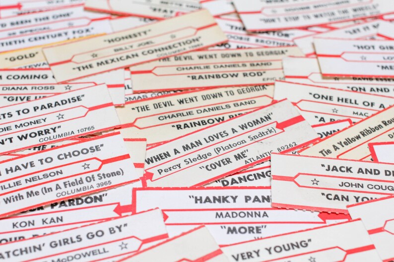 Vintage Jukebox Labels 1980s &amp; 1970s Song Lyrics Juke Box - Etsy