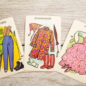 Vintage Mid-Century Ski Clothes Rainwear Formal Wear Cards 1950s Swap Junk Journal