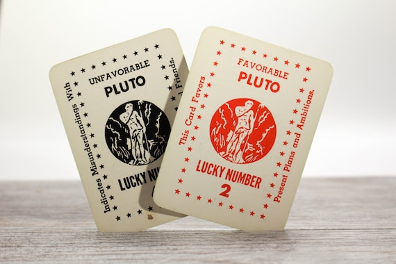 2x Vintage Planet Fortune Cards Zolar's Astrological Fortune Telling Pluto Horoscope Tarot