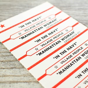 Vintage Jukebox Labels: Village People 1970s | In the Navy - Juke Box Music Titles - Ephemera & Junk Journal
