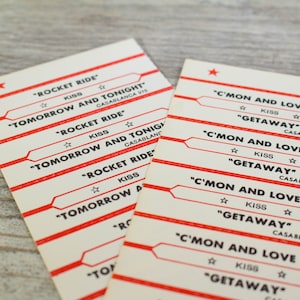 Vintage Jukebox Labels KISS 1970s Juke Box Music Titles Smash Book Paper Junk Journal