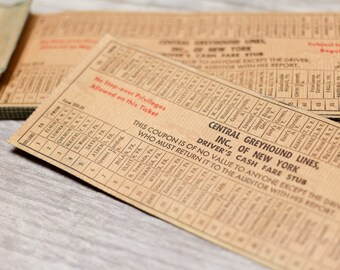 Vintage Greyhound Tickets Bus New York NY Transportation Paper Ephemera