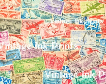 Vintage Air Mail Stamps Image Digital Graphic Antique Printable INSTANT DOWNLOAD