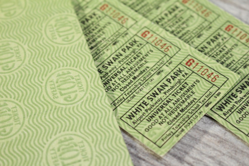 15x Vintage Ride Tickets Amusement Park Fair White Swan Green ...