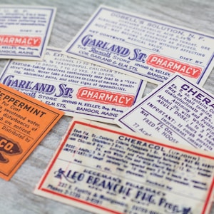 6x Vintage Pharmacy Labels Apothecaries Apothecary Medicine Altered Art Collage Decoupage Scrapbooking Junk Journal