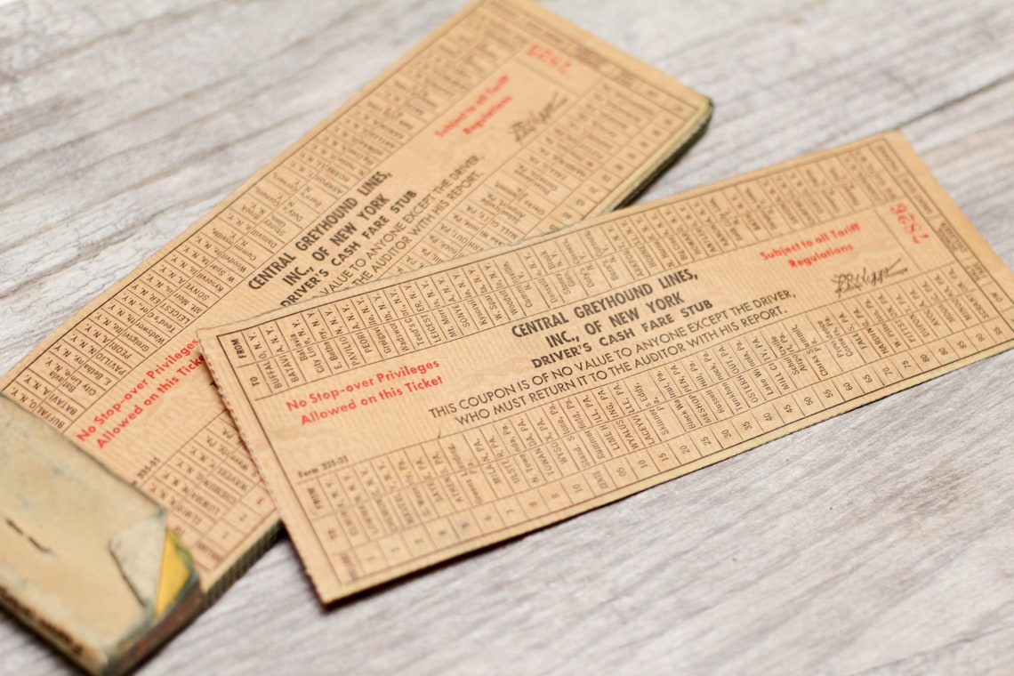 Vintage Greyhound Tickets Bus New York NY Transportation Paper Etsy