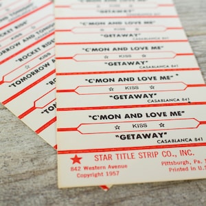 Vintage Jukebox Labels KISS 1970s Juke Box Music Titles Smash Book ...