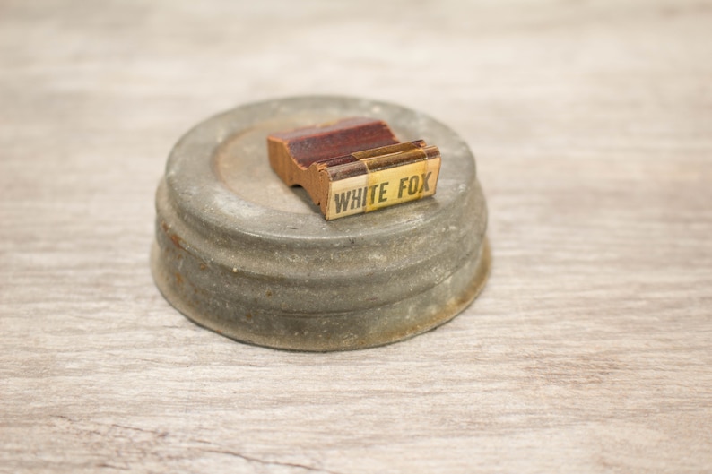 Vintage Rubber Stamp Wood Handle Color White Fox 1960s Office Supplies Business Handstamp