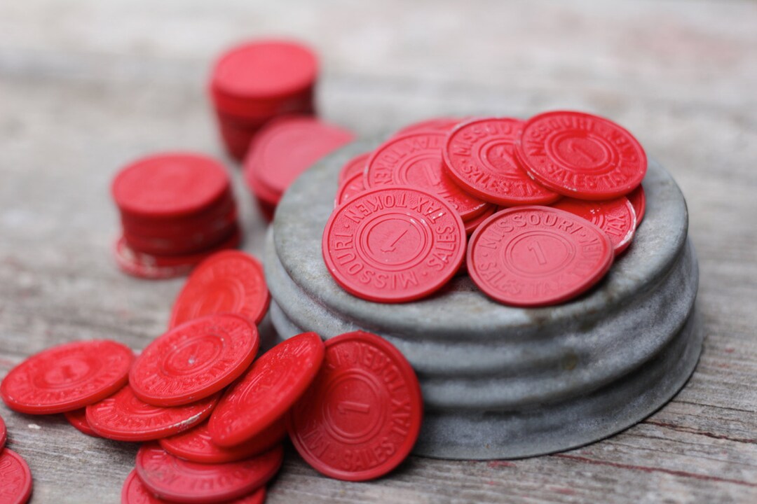 25 Vintage State Tax Tokens Rations 1930s General Store Red Etsy