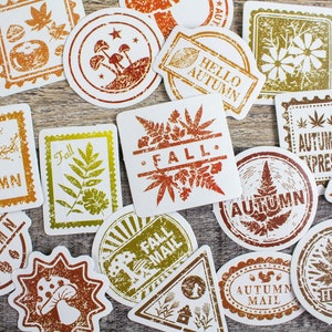 20x Fall - Leaves - Mushroom Stickers - Fungi Botanical - All Different - Altered Paper Scrapbooking Junk Journal Paper Supplies