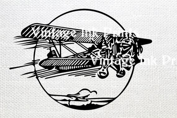 Download Biplane Clipart Svg Black Illustration Clip Art Digital Etsy