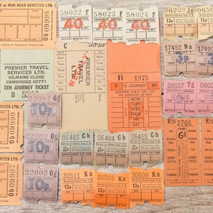 30x Vintage Bus Tickets European British Different Types Colorful Paper Lot British Ephemera Junk Journal image 3