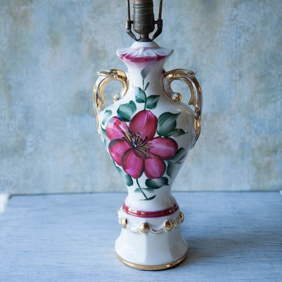 Table Lamp Hand Painted Ceramic Urn Style With Gold Image 0