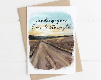 Sending You Love and Strength Greeting Card, Grief Greeting Card, Mourning Card, Sympathy, Condolences