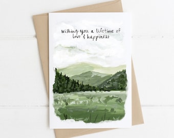 Wishing You a Lifetime of Love & Happiness, Rustic Anniversary Card, Outdoors Lover Card, Nature Lover Card, Dating Anniversary, Wedding