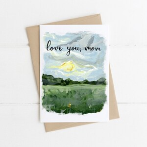 Love You Mom Greeting Card, Mothers Day, Mom Birthday, Landscape Nature Card image 1