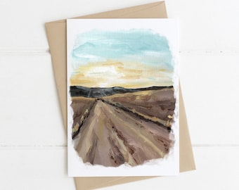 Rustic Sunset Landscape Greeting Card, Landscape Greeting Card, Nature Lover Card, Outdoorsy Card