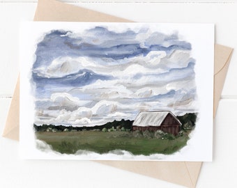 Rustic Barn Landscape Greeting Card, Landscape Greeting Card, Nature Lover Card, Outdoorsy Card