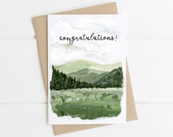 Congratulations Landscape Card, Rustic Nature Card, Outdoors Lover Card, Nature Lover Card, Baby, Wedding, Graduation Card