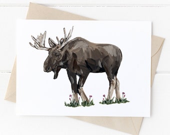 Moose Greeting Card, Woodland Animal Card, Moose Animal Greeting Card, Cute Card Any Occasion, Forest Animal Card