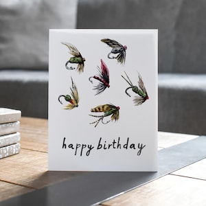 Happy Birthday Greeting Card, Fly Fishing Fathers Day, Dad Card, Fishing Lover