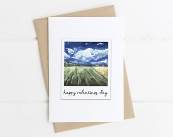 Landscape Valentines Day Card, Happy Valentine's Day, Rustic Landscape Vintage Photo