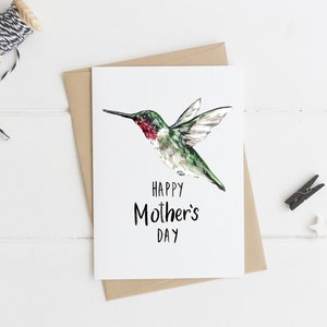 Happy Mothers Day Hummingbird, Mother's Day Card, Humming Bird Card For Mom, Nature Lover Card, Bird Lover Card