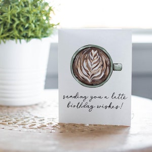 Gelukkige verjaardag koffiekopje, verjaardagskaart, cadeau koffieliefhebber, latte verjaardagskaart