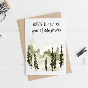 Here's To Another Year of Adventures, Rustic Anniversary Card, Outdoors Lover Card, Nature Lover Card, Dating Anniversary, Wedding image 1