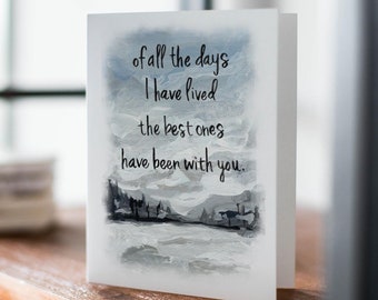 De todos os dias que vivi, os melhores foram com você, cartão de aniversário rústico, cartão de amante do ar livre, aniversário de namoro, casamento