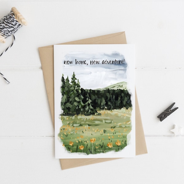 New Home New Adventure, Rustic Anniversary Card, Outdoors Lover Card, Moving Card, Nature Lover Card, New House Card